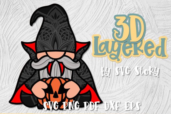 3D Halloween Gnome Vampire Layered Design: A Creative Resource for All