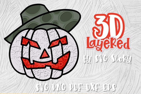 3D Layered Jack o Lantern SVG Pumpkin 04: A Versatile Design for Creative Projects