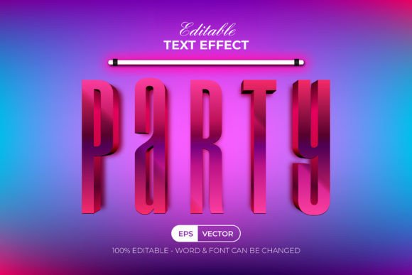 3D Party Text Effect Light Style
