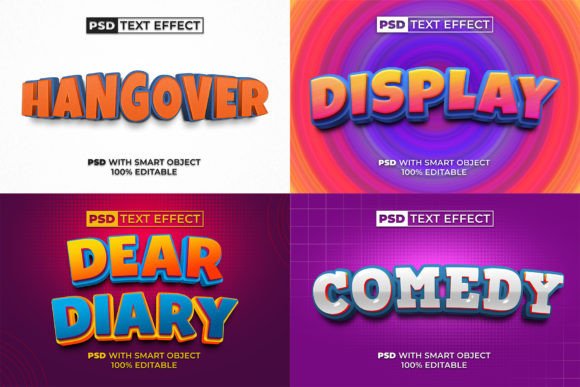 3D Text Effect Styles 4 Bundle
