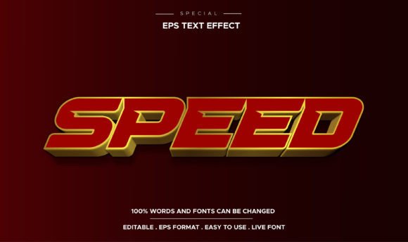 3D Text Style Speed Bold Editable