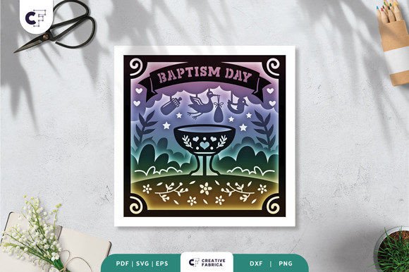 Baptism Day 3D Shadow Box Paper Cut SVG