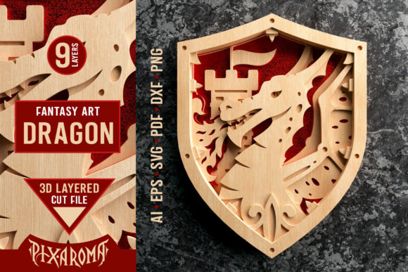 Dragon 3D Layered Medieval Cut File