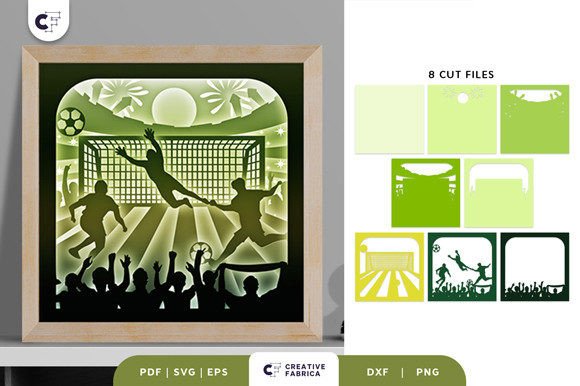 Football Match SVG 3D Shadow Box