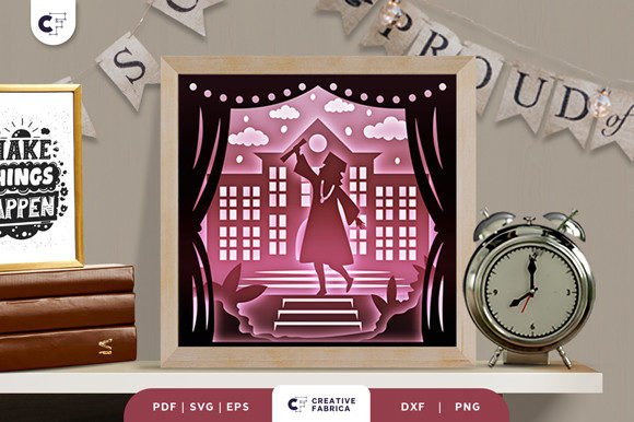 Graduation Girl 3D Shadow Box Paper Cut