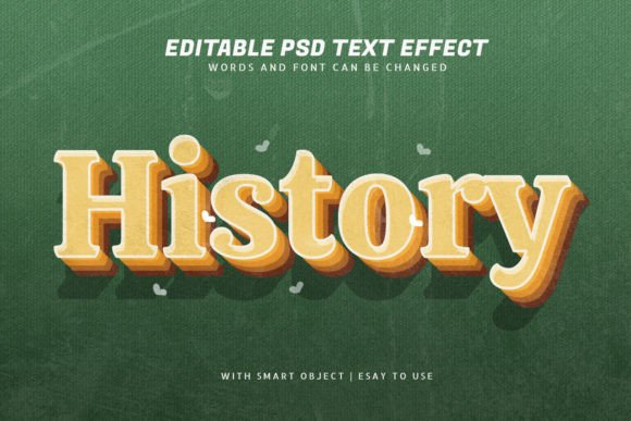 History 3d Vintage Style Text Effect and Text Effect PSD 100 Easily Editable