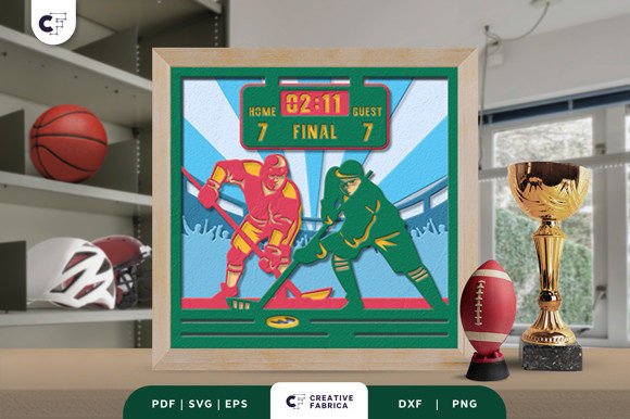 Hockey 3D Shadow Box Paper Cut