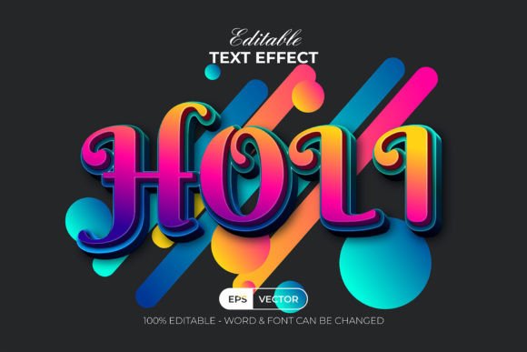 Holi Colorful 3D Text Effect Style for Creative Designers