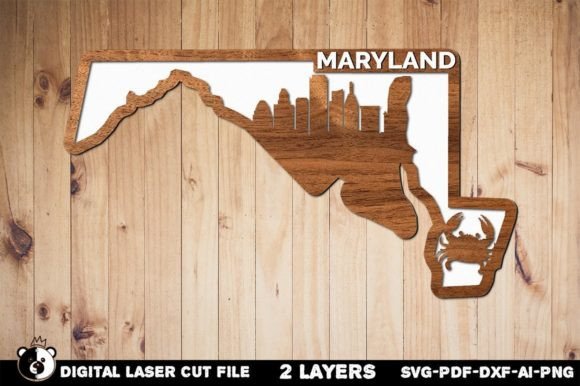 Maryland SVG, 3D Layered Laser Cut Files