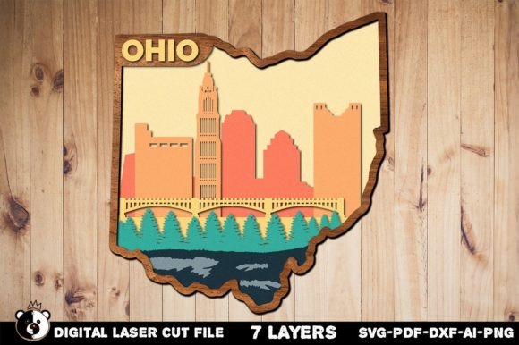 Ohio SVG, 3D Layered Laser Cut File: A Versatile Solution for CNC Projects
