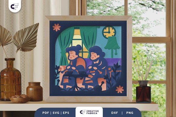 Old Lady Knitting 3D Shadow Box SVG: A Unique Paper-Cutting Craft Project