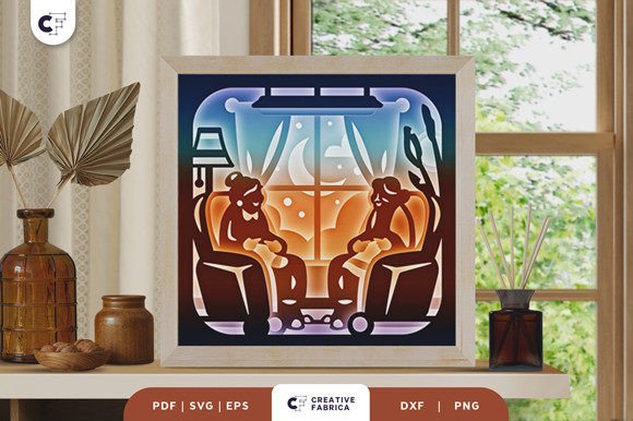 Old Lady Sewing Together 3D Shadow Box: A Creative Craft for Modern Makers