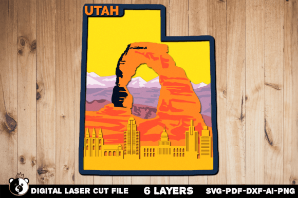 Utah SVG, 3D Layered Laser Cut File: A Versatile Solution for Woodworking Projects