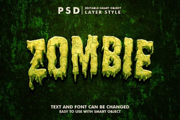 Zombie 3d Realistic Psd Text Effect